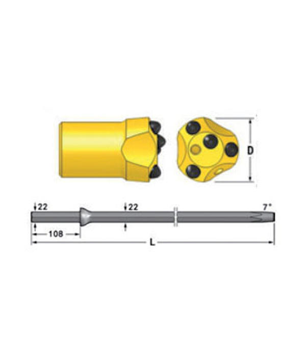 Tapered 7/11/12 Degree Carbide Button Bits For Mining